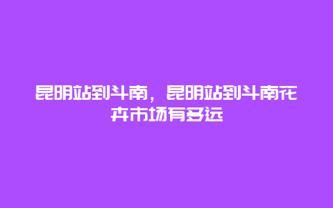 昆明站到斗南，昆明站到斗南花卉市场有多远