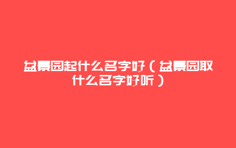 盆景园起什么名字好（盆景园取什么名字好听）