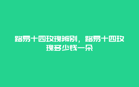 路易十四玫瑰辨别，路易十四玫瑰多少钱一朵