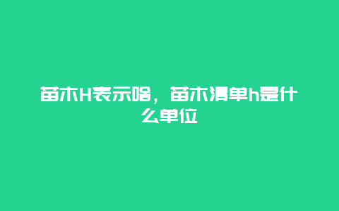 苗木H表示啥，苗木清单h是什么单位