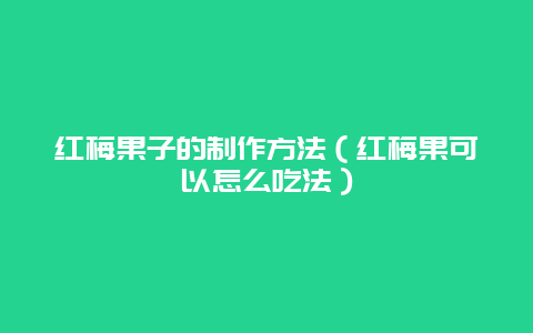 红梅果子的制作方法（红梅果可以怎么吃法）