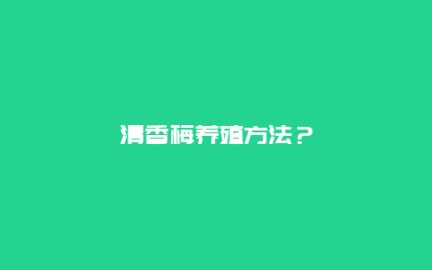 清香梅养殖方法？