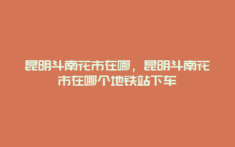 昆明斗南花市在哪，昆明斗南花市在哪个地铁站下车