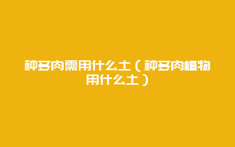 种多肉需用什么土（种多肉植物用什么土）