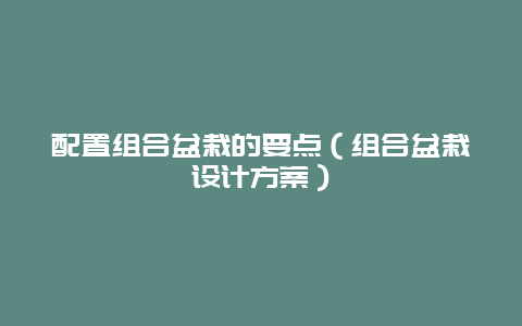 配置组合盆栽的要点（组合盆栽设计方案）