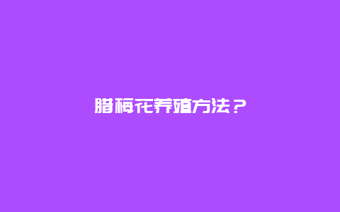 腊梅花养殖方法？