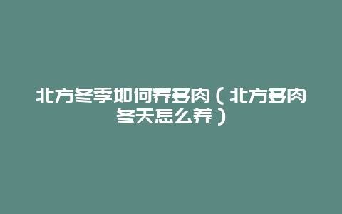 北方冬季如何养多肉（北方多肉冬天怎么养）