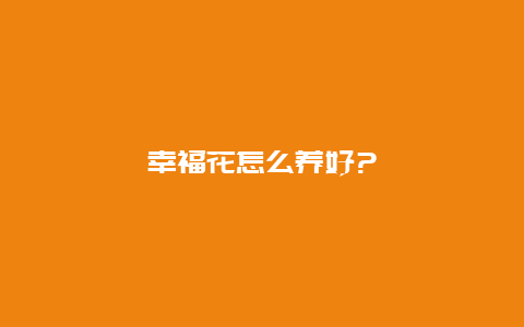 幸福花怎么养好?