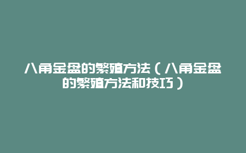 八角金盘的繁殖方法（八角金盘的繁殖方法和技巧）