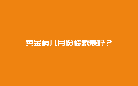 黄金梅几月份移栽最好？