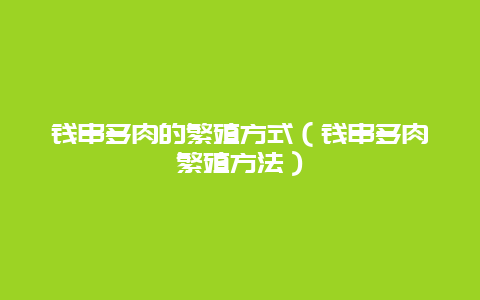 钱串多肉的繁殖方式（钱串多肉繁殖方法）