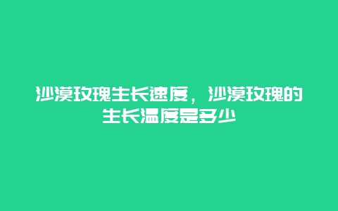 沙漠玫瑰生长速度，沙漠玫瑰的生长温度是多少