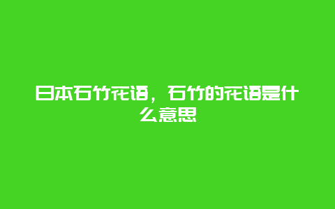 日本石竹花语，石竹的花语是什么意思