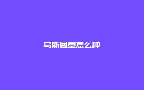 乌斯曼草怎么种