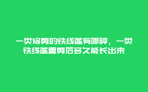 一类修剪的铁线莲有哪种，一类铁线莲重剪后多久能长出来