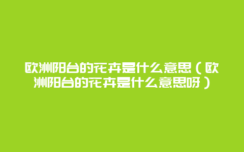 欧洲阳台的花卉是什么意思（欧洲阳台的花卉是什么意思呀）