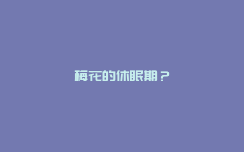 梅花的休眠期？