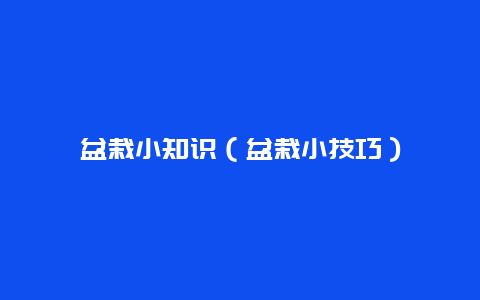 盆栽小知识（盆栽小技巧）