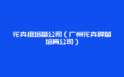 花卉组培苗公司（广州花卉种苗培育公司）