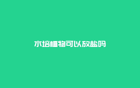 水培植物可以放盐吗