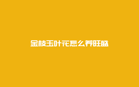 金枝玉叶花怎么养旺盛