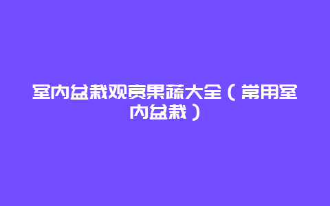 室内盆栽观赏果蔬大全（常用室内盆栽）