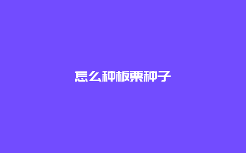 怎么种板栗种子