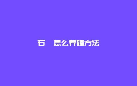 石斛怎么养殖方法