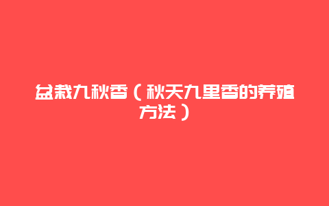 盆栽九秋香（秋天九里香的养殖方法）