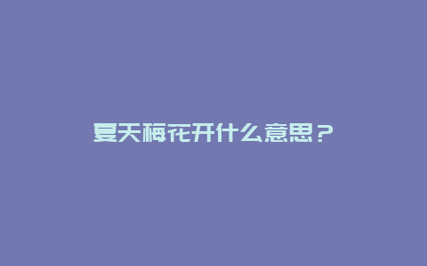 夏天梅花开什么意思？