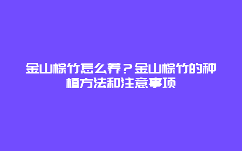 金山棕竹怎么养？金山棕竹的种植方法和注意事项