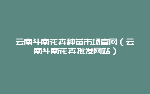 云南斗南花卉种苗市场官网（云南斗南花卉批发网站）