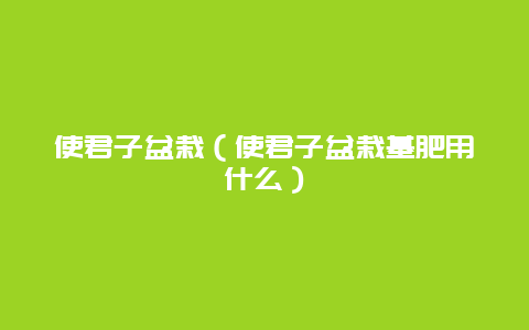 使君子盆栽（使君子盆栽基肥用什么）